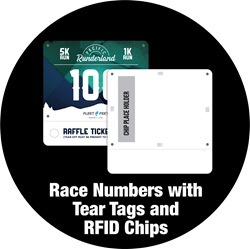 Picture of Race Numbers with Tear Tags and RFID Chip Application